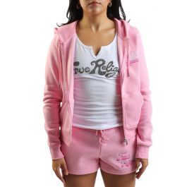 Classic Winged Crystal Zip Hoodie  Pink