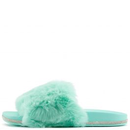 Madelle-01 Fur Slides Mint Fur Mint Fur