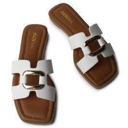 Feng Flat Sandal  White White