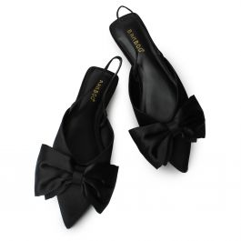 Assert-01 Bow Pointy Toe Flats Black Black