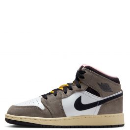 Grade-School Air Jordan 1 Mid SE White/Oil Grey-Cave Stone-Dark Sulfur White/Oil Grey-Cave Stone-Dark Sulfur