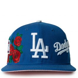 Pro Standard Dodgers City Double Front Logo Snapback Hat in Black/Pink Underbrim One Size | WSS