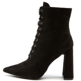 Milano-1 Lace-Up Block Heel Bootie Black Suede Black Suede
