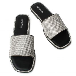 Medusa-56 Sparkle Flat Flip Flop Black Black