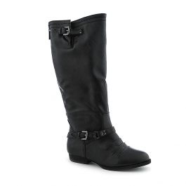 Ladies CoCo Studded Buckle Detail Calf High Boots 