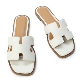 Belize-01 Flat Sandal White White