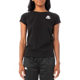 Kappa Maglietta Donna 222 Banda APAN – Nero, Cotone 100%, Manica Raglan, Girocollo, Stile Sport Street, Taglia S - 2