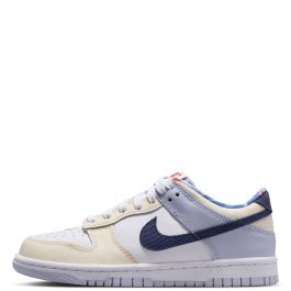 Grade-School Dunk Low White/Midnight Navy-White-Ghost White/Midnight Navy-White-Ghost