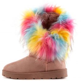 Ada Faux Fur Booties Pink Multi Suede Pink Multi Suede