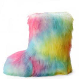 Melanie-21 Fur Boot Multi Color Rainbow Multi Color Rainbow