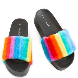 Issy-2 Furry Platform Slides Rainbow Rainbow