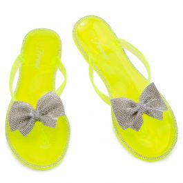 Lucid-13 Rhinestone Flip Flop Sandals Neon Yellow Neon Yellow