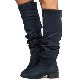 Trixie-03 Below The Knee Boots Navy Suede Navy Suede