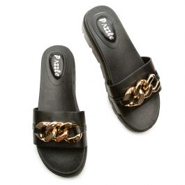 Refine-03 Log Sole Sandals Black Black