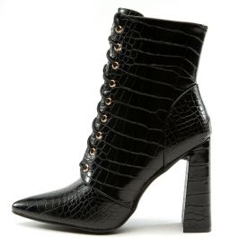 Milano-1 Lace-Up Block Heel Bootie Black Croc Black Croc