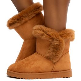 Ariana Faux Fur Booties Camel Camel