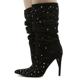 Fancified Studded Boots Black Black