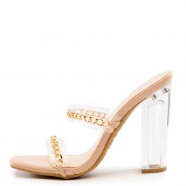 Slash-06 Clear Heel High Heels Nude Patent Nude Patent
