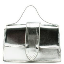 Metallic Flap Top Handle Crossbody Bag Silver Silver