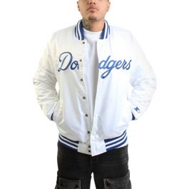 MLB Los Angeles Dodgers Satin Jacket  White/Dodger Blue White/Dodger Blue