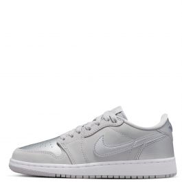 Grade School Air Jordan 1 Low OG Neutral Grey/Metallic Silver-White