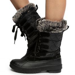 Bitty-05 Fur Mid-Calf Boots Black Suede