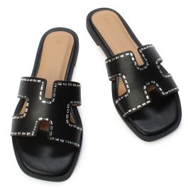 Belize-01 Flat Sandal Black Black