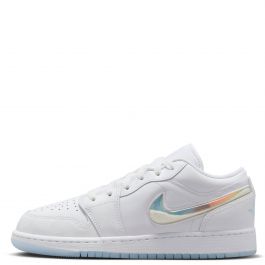 Grade School Air Jordan 1 Low SE White/Ice Blue-Summit White White/Ice Blue-Summit White