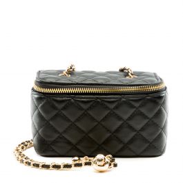 Quilted Rounded Square Crossbody Bag Black Black