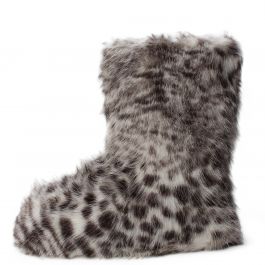 Melanie-21 Fur Boot White Leopard White Leopard