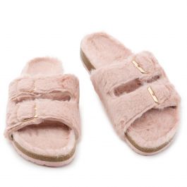 Defeat-63 Double Band Fur Slides Blush Fur Blush Fur