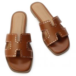 Belize-01 Flat Sandal Cognac Cognac