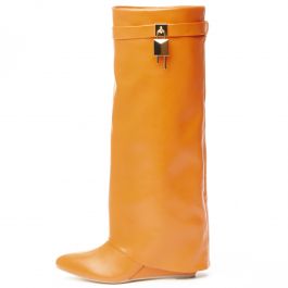 Mutto-1 Drape Knee High Boot Orange Orange