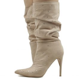 Fancified Studded Boots Nude Nude