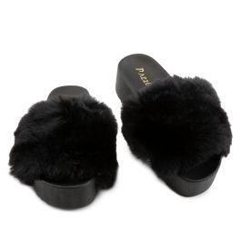 Morgan-02 Platform Fur Slides Black Black