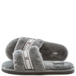 White fuzzy puma clearance slides