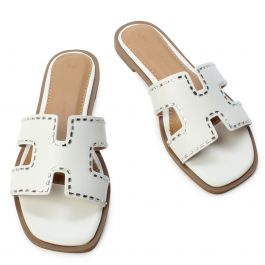 Belize-01 Flat Sandal White White