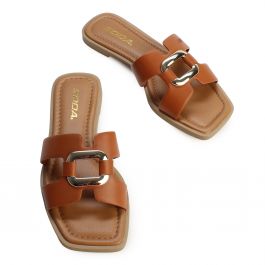Feng Flat Sandal Cognac Cognac