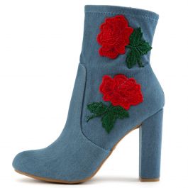 Living-21S Ankle Denim Booties Blue Denim