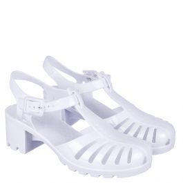 Sugar-01 Low Heel Jelly Sandal White White