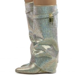 Drape Rhinestone Boot  Multicolor Gold Multicolor Gold