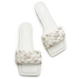 Frenzy-03 Squared Toe Sandals White White