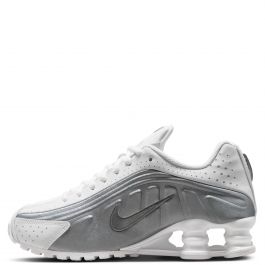 Grade-School Shox R4 WHITE/METALLIC SILVER-WHITE