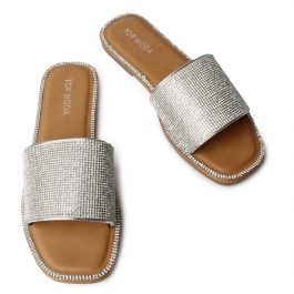 Medusa-56 Sparkle Flat Flip Flop Silver Silver