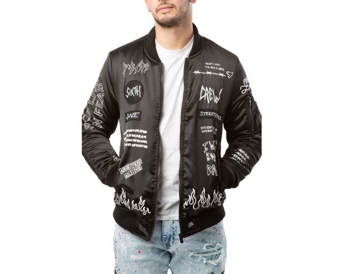 SIXTH JUNE PARIS Crew Patches Bomber Jacket 21930-BLK - Shiekh SIXTH JUNE PARIS Crew Patches Bomber Jacket 21930-BLK - Shiekh