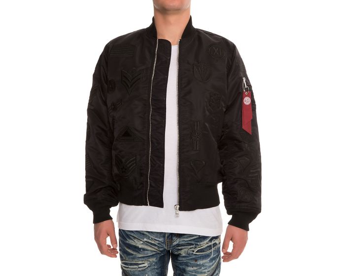 SMOKE RISE Men's MA 1 Bomber Patch Jacket JJ6095 BLK - Shiekh