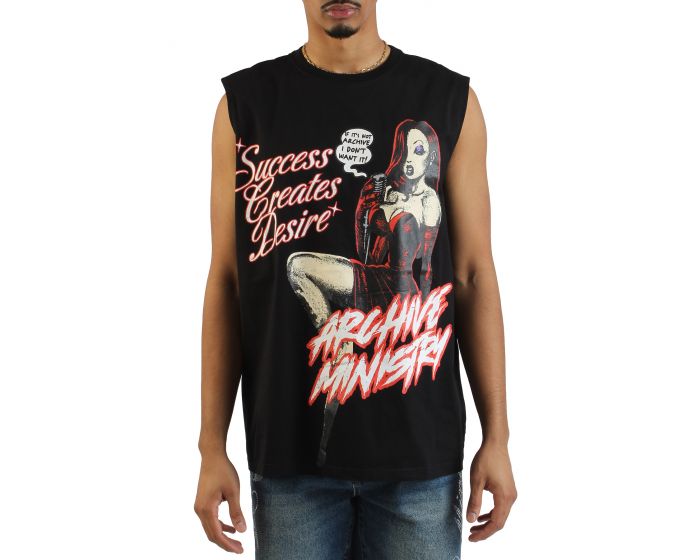 ARCHIVE MINISTRY Success and Desire Cutoff T-shirt 101-0063-BLK