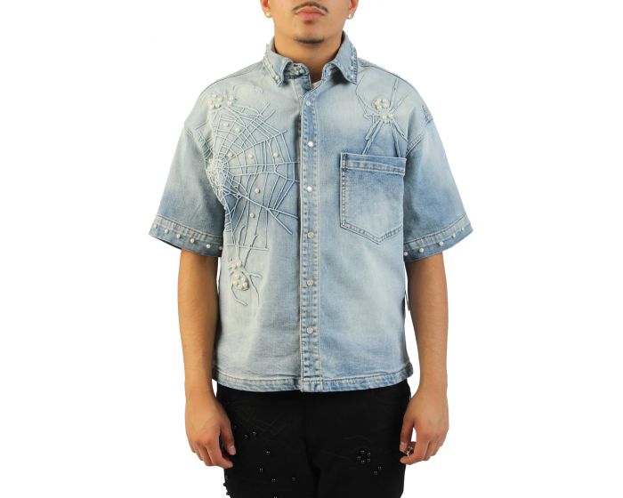 PUBLIK Escape Web Denim Shirt KS2608-MED - Shiekh