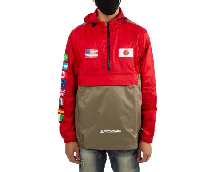 HUF Flags Anorak Jacket JK00274 RED Shiekh