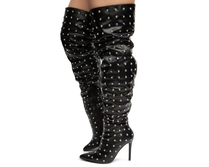 Rhinestone thigh boots 2025